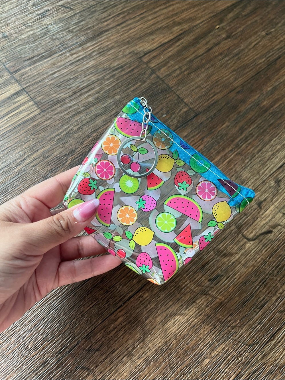 Fruit Print Clear Coin Pouch | Mini Zipper Wallet | NWOT